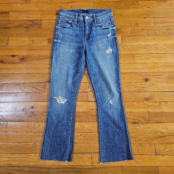 Mother The Insider Crop Fray Denim Jeans Size 25 - Picture 1 of 10